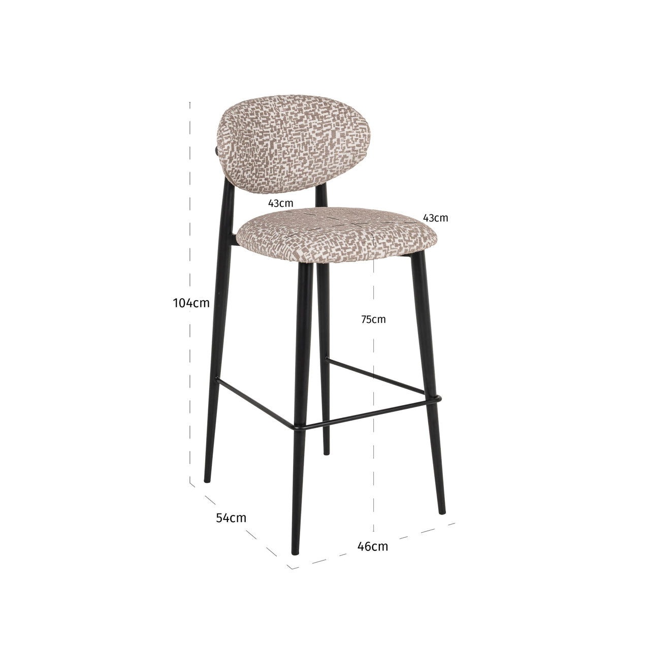 Dantes Natural Geo Bar stool by Richmond Interiors