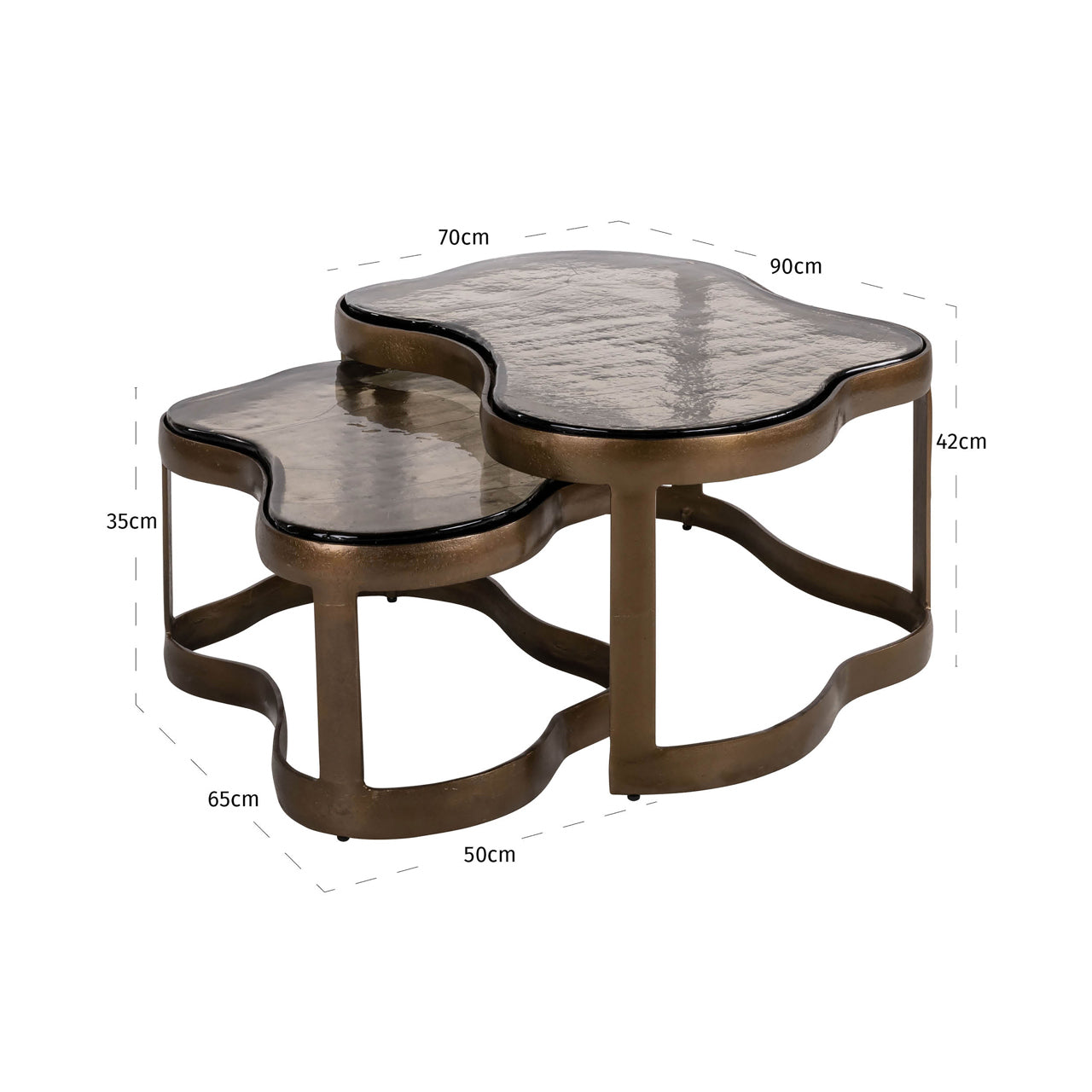 Coffee table Fairfield brass antique (Set of 2) by Richmond Interiors