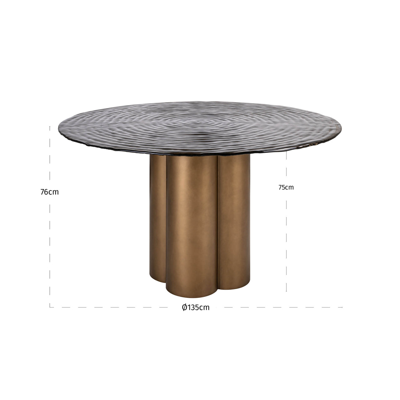 Glastonburry Antique Gold & Textured Glass Dining table - 135cm by Richmond Interiors