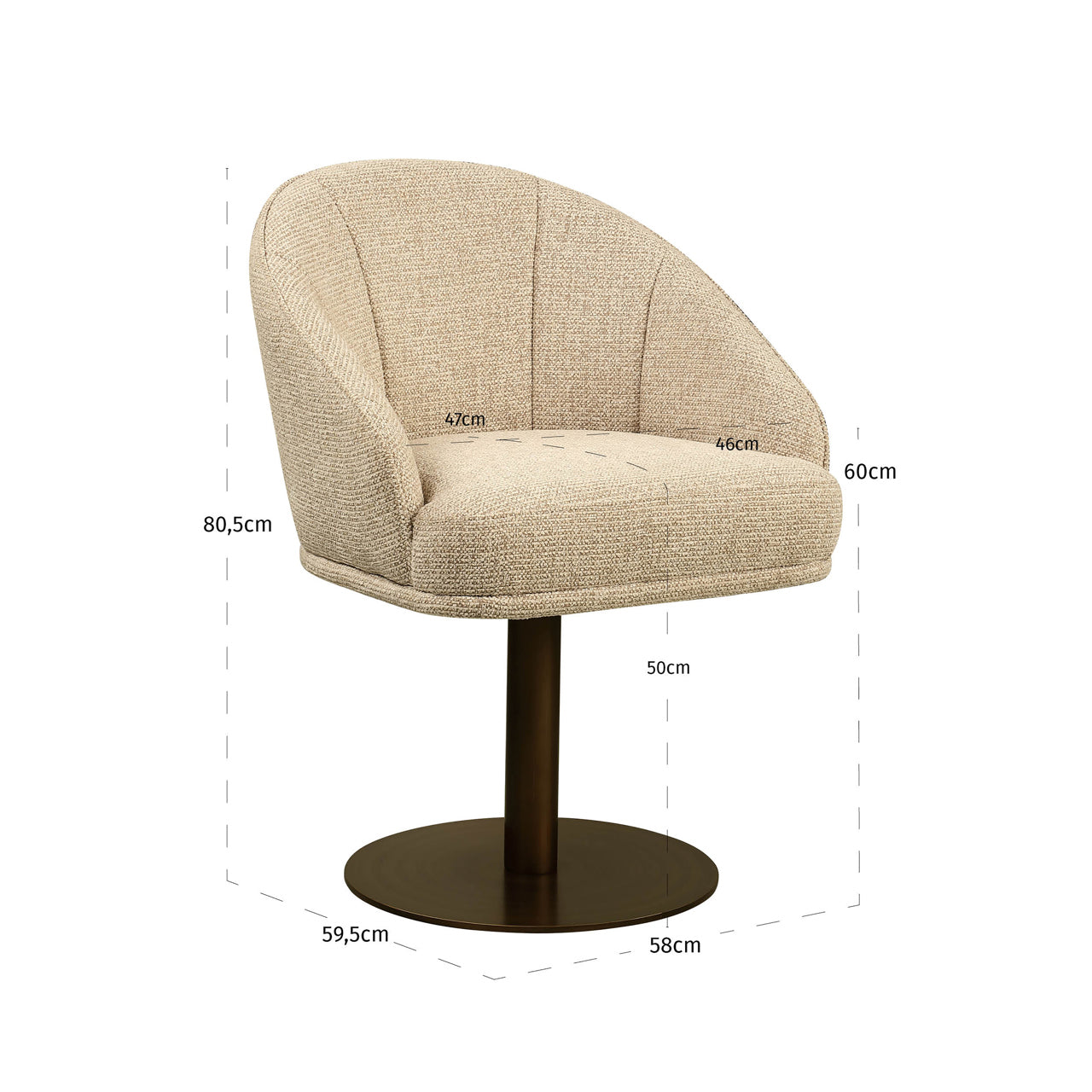 Dining chair Beverly natural fancy swivel by Richmond Interiors
