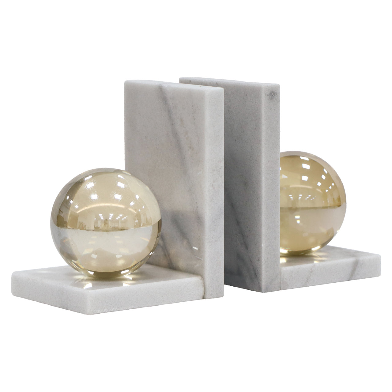Lulu White Marble & Crystal Bookstands by Richmond Interiors