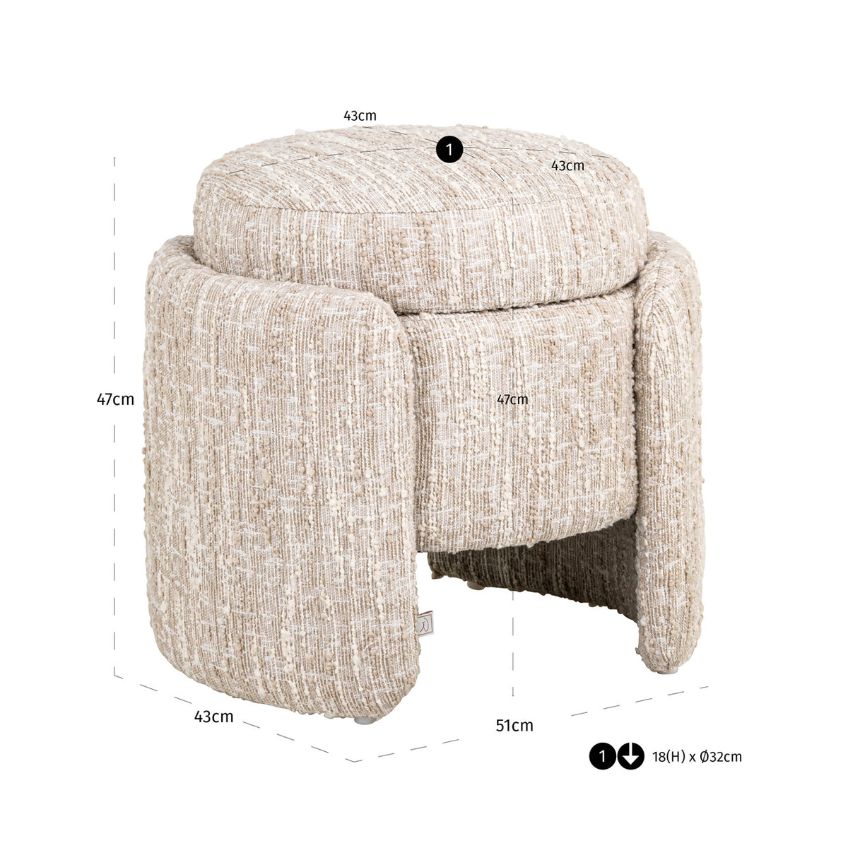 Pouffe & Footstool Cupid beige angora with storage by Richmond Interiors