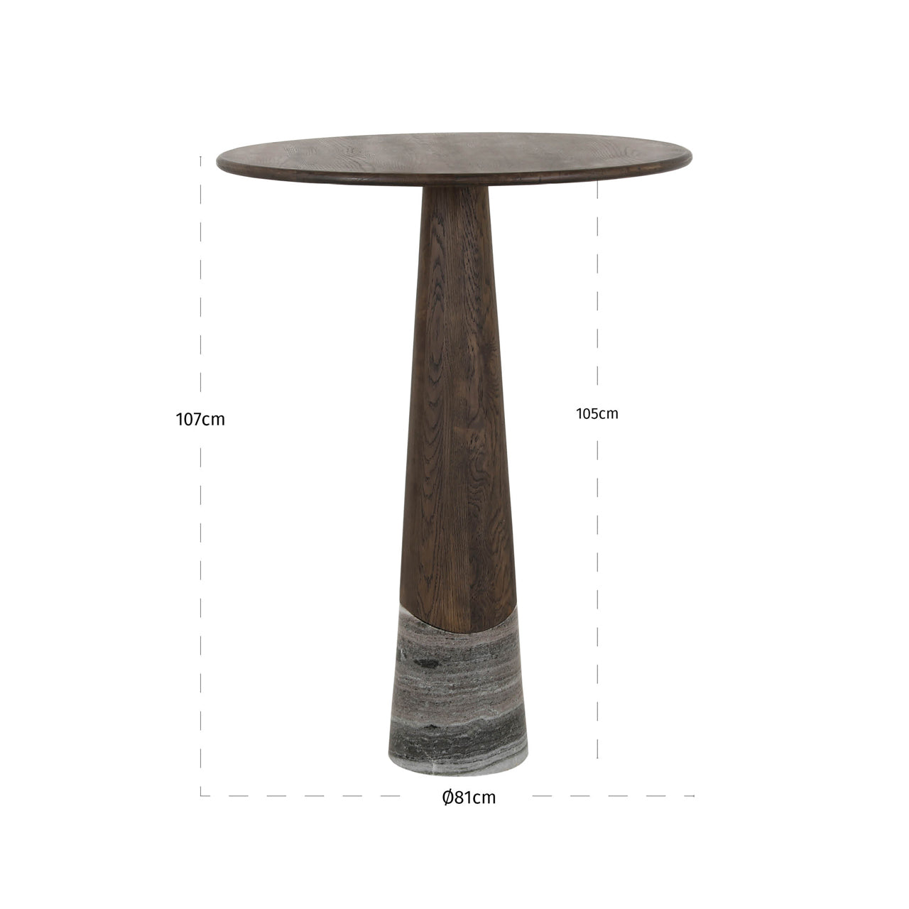 Harper Smoked Charcoal Oak & Marble Bar Table by Richmond Interiors