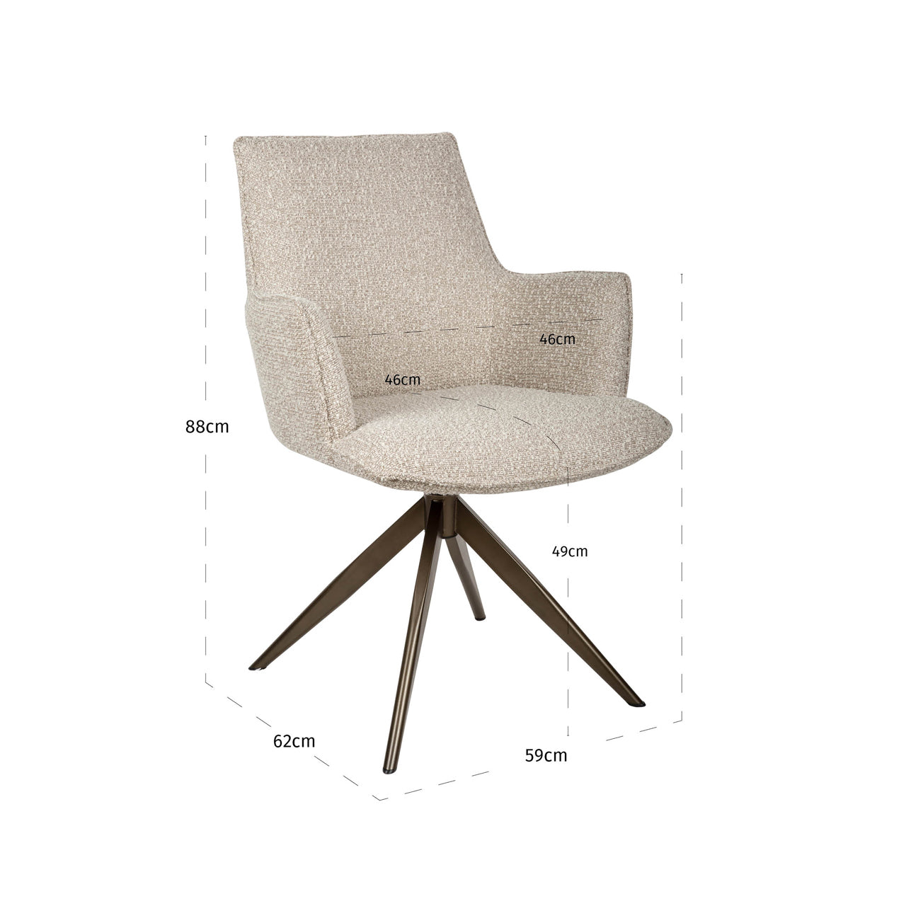 Dining chair Dakota natural chunky swivel with arm by Richmond Interiors