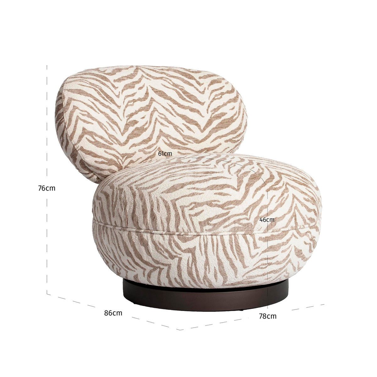 Lounge chair Jace beige tiger swivel by Richmond Interiors
