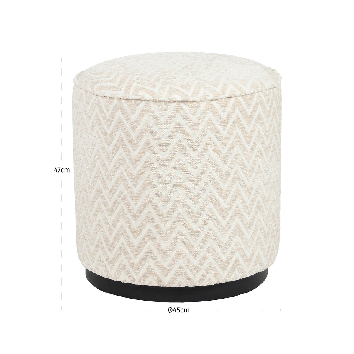 Pouffe & Footstool Lexie beige chevron 45Ø by Richmond Interiors