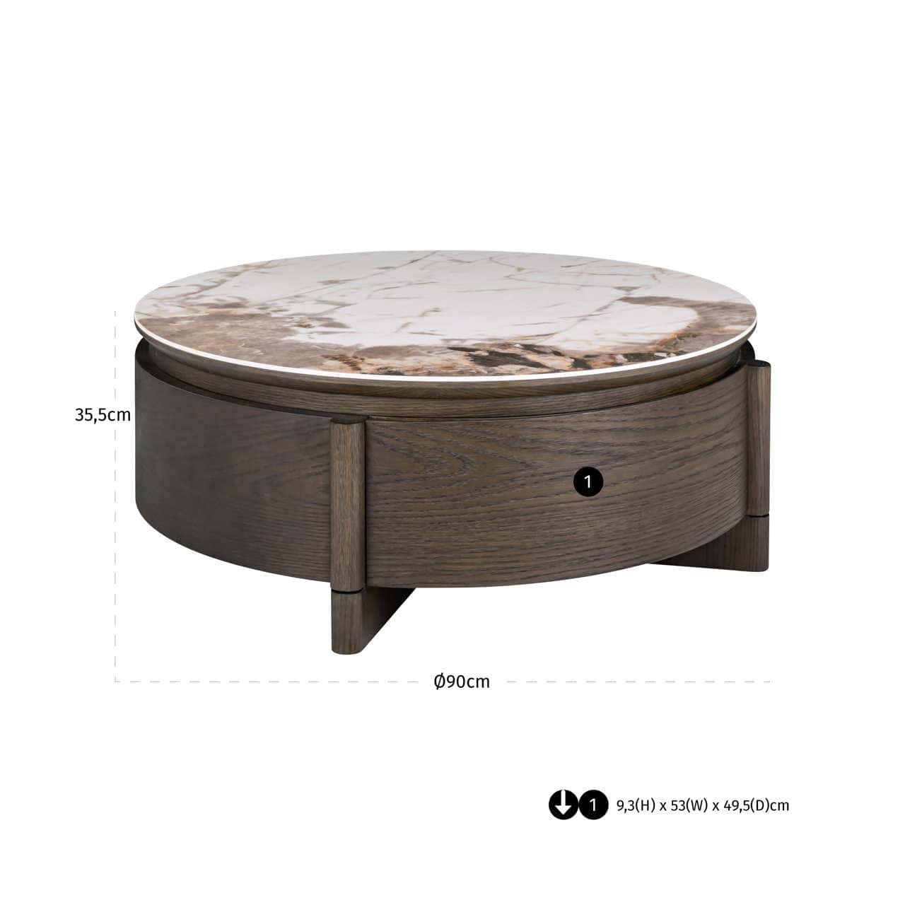 Langford Brown 1-Drawer Coffee Table - 90cm by Richmond Interiors
