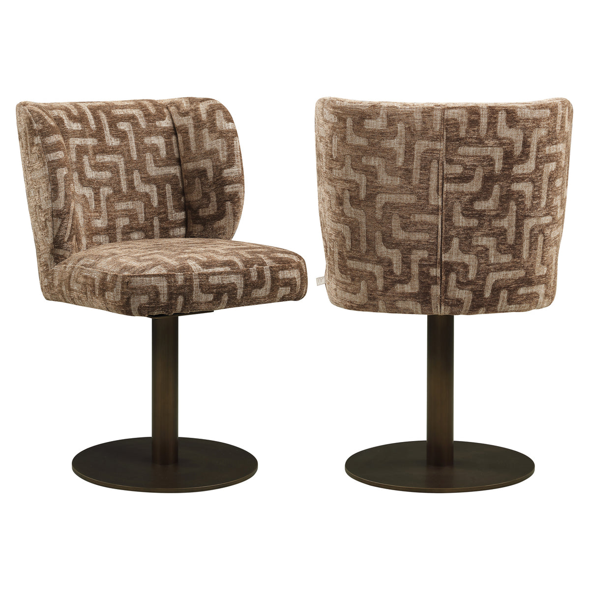 Dining chair Fiona brown labyrinth swivel by Richmond Interiors