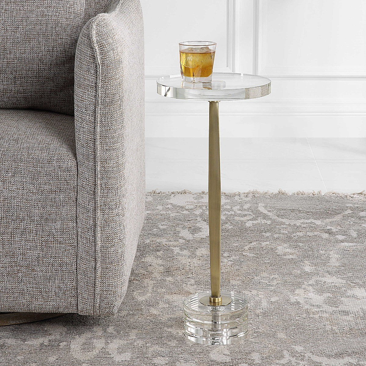 Groove Crystal Glass Drink Table by Uttermost