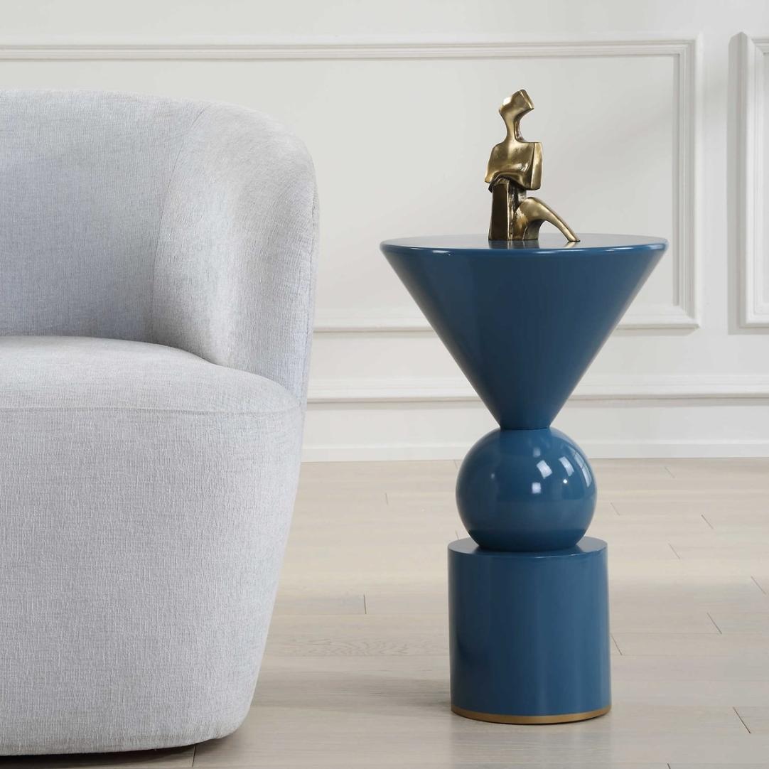 Trig Blue Accent Table by Uttermost
