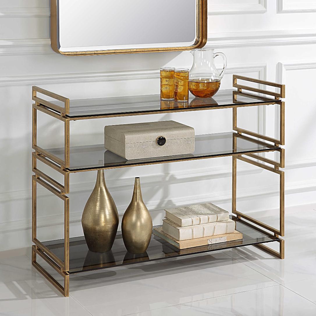 Stacked Up Grey Glass Console Table by Uttermost