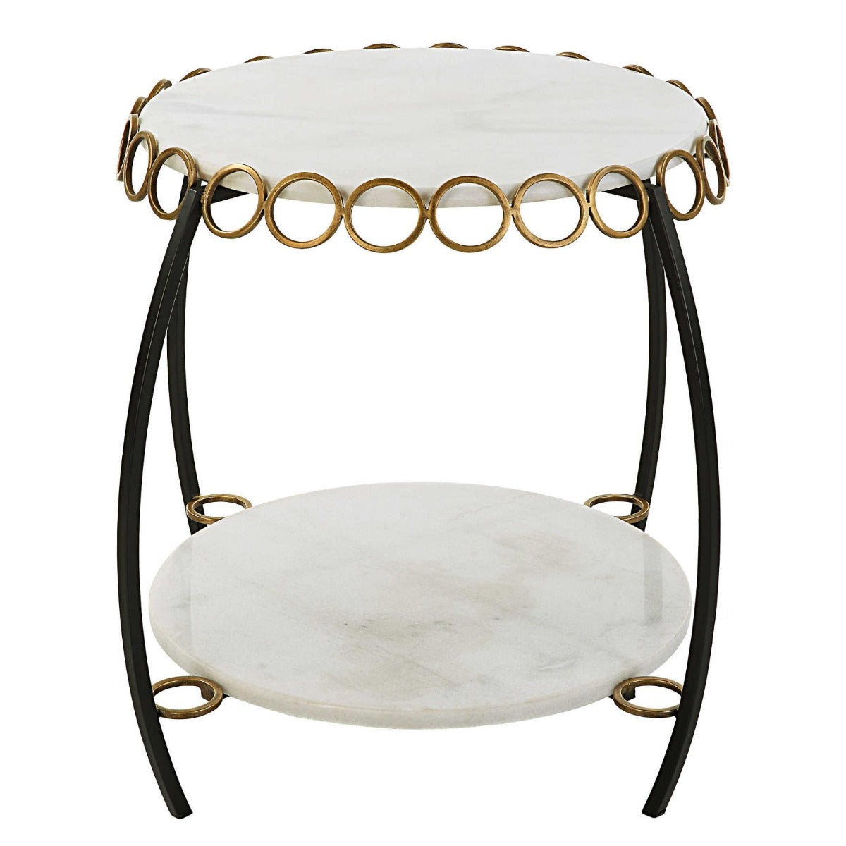 Chainlink White Marble Side Table by Uttermost