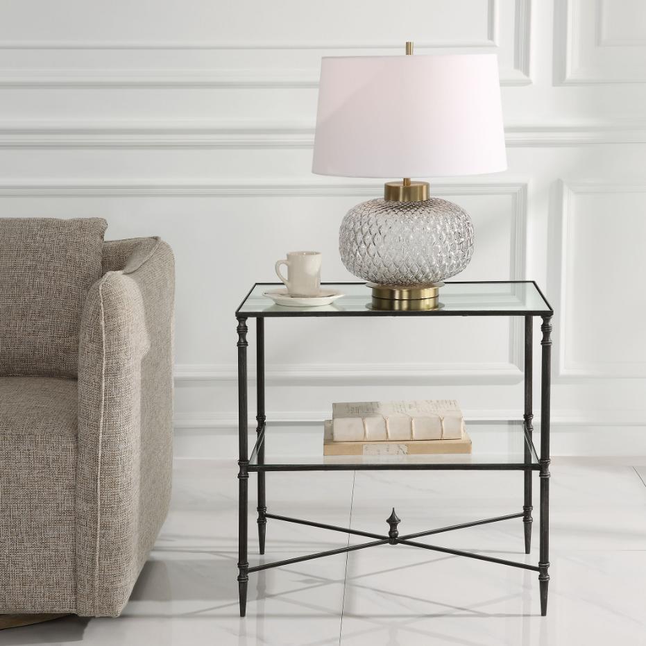 Henzler Mirrored Steel Lamp Table by Uttermost