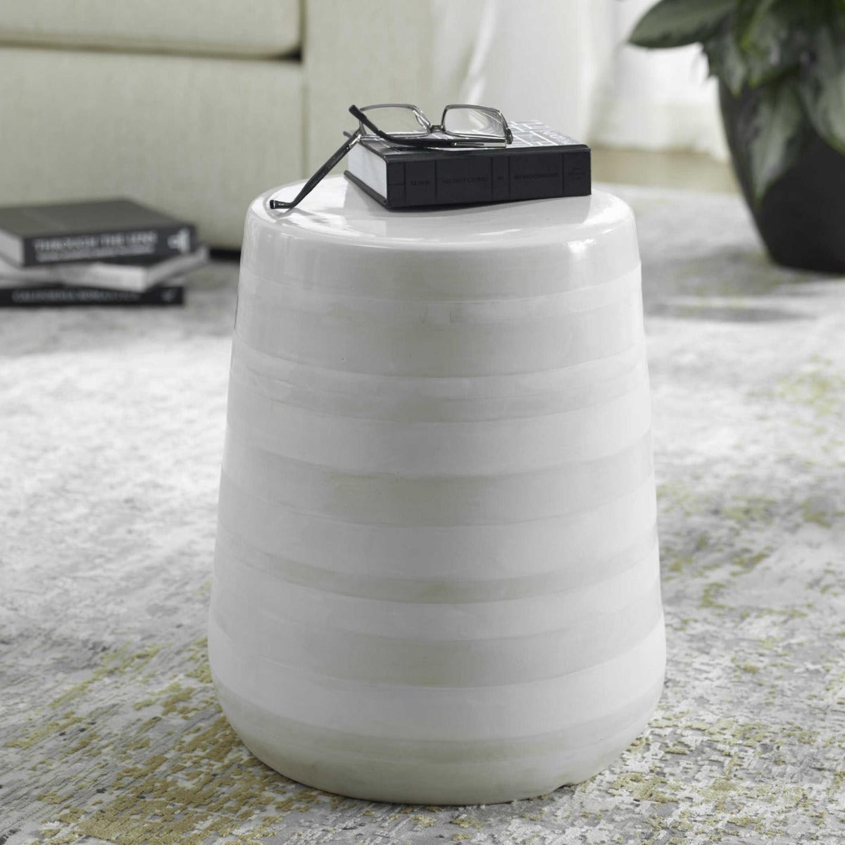 Desert Plains White Glaze Garden Stool by Uttermost