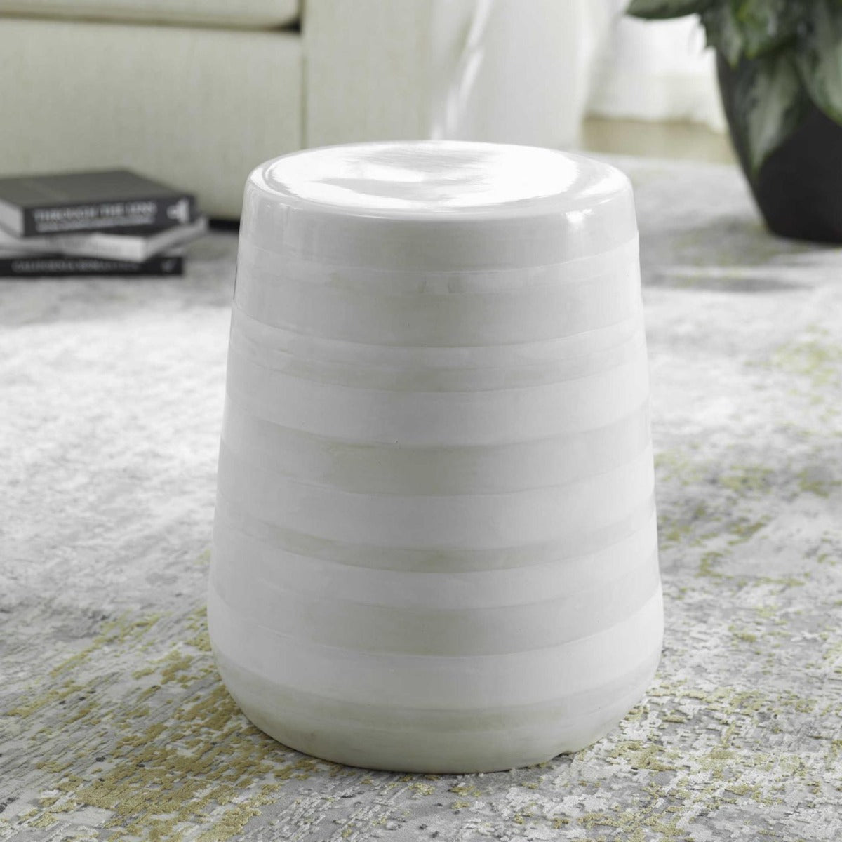 Desert Plains White Glaze Garden Stool by Uttermost