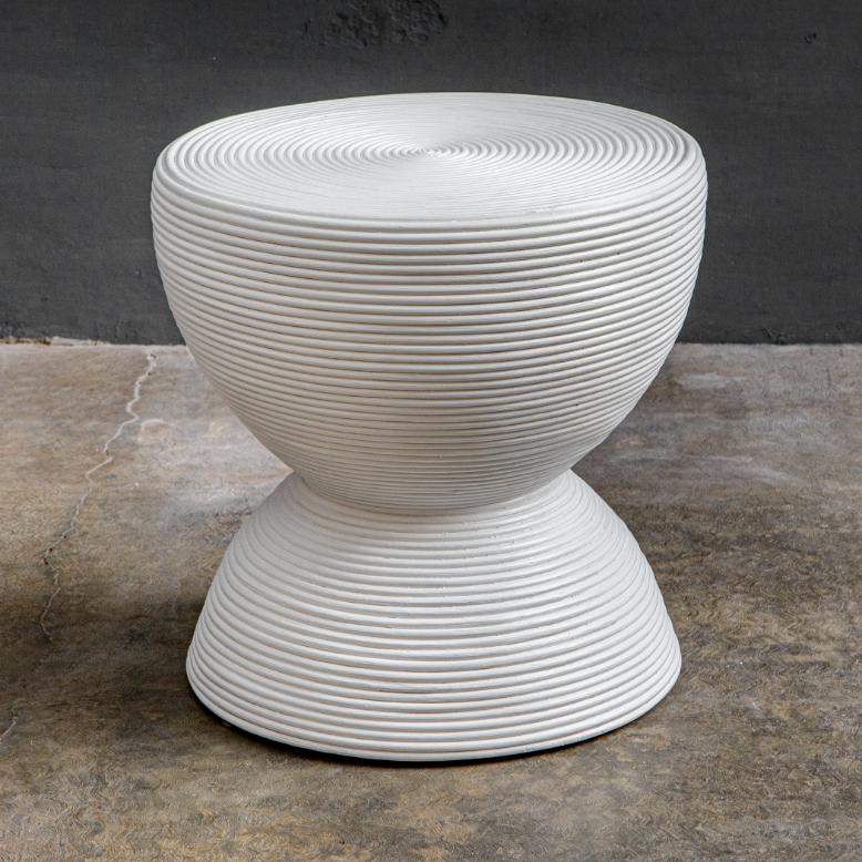 Bongo White Rattan Side Table by Uttermost