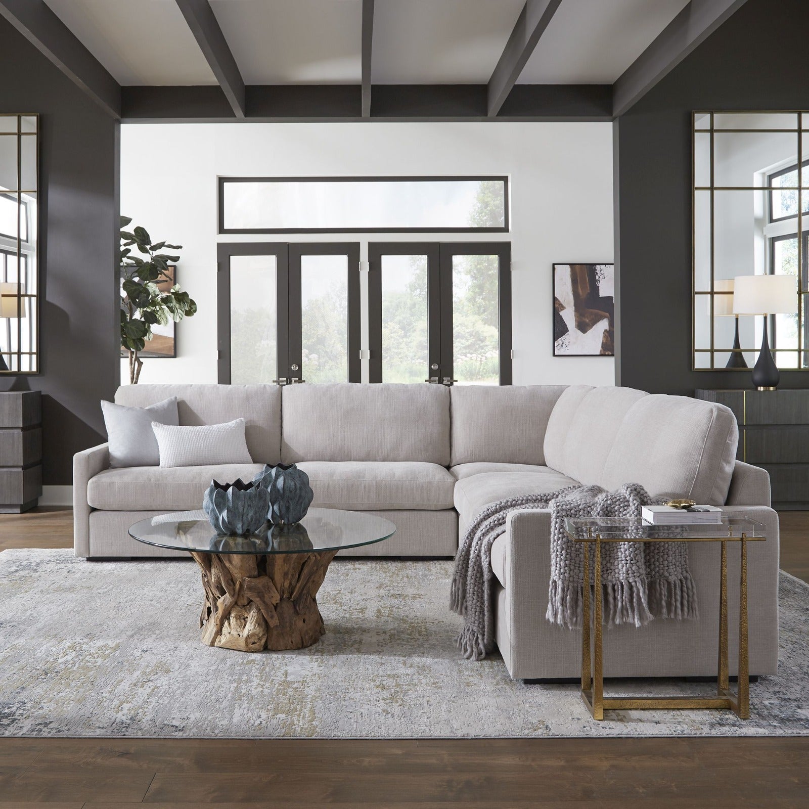Driftwood Glass Top Large Coffee Table by Uttermost