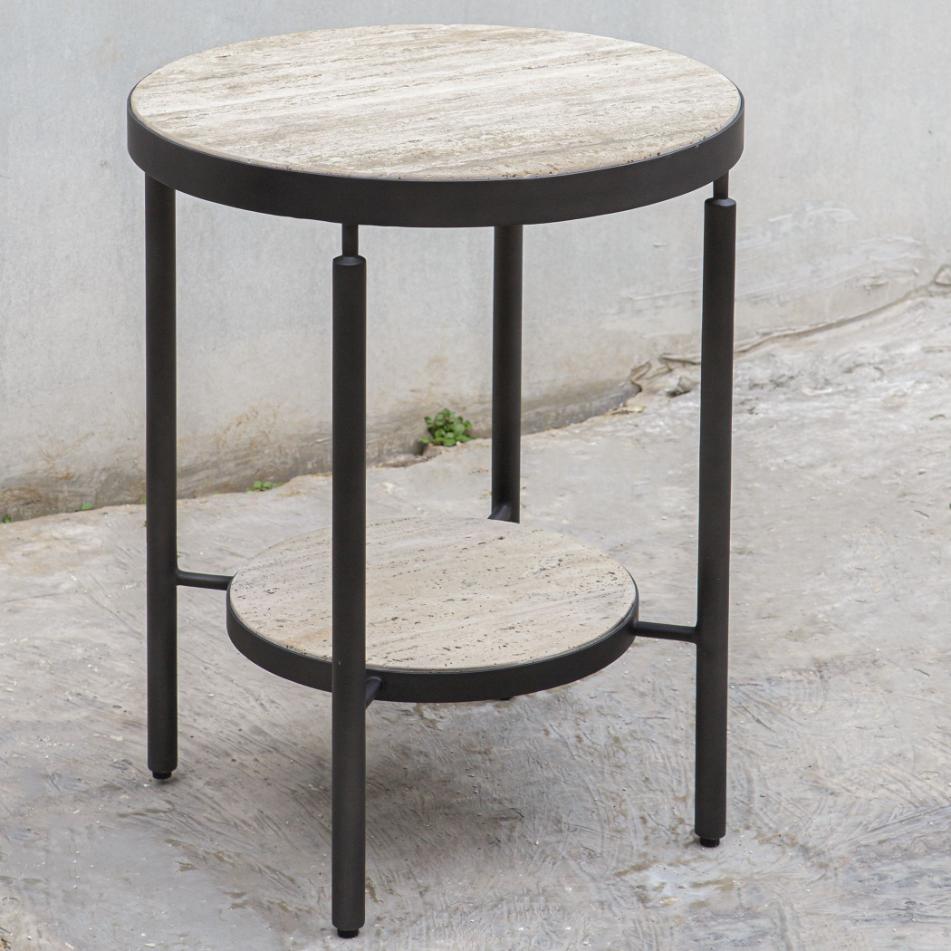 Dauntless Travertine Side Table by Uttermost