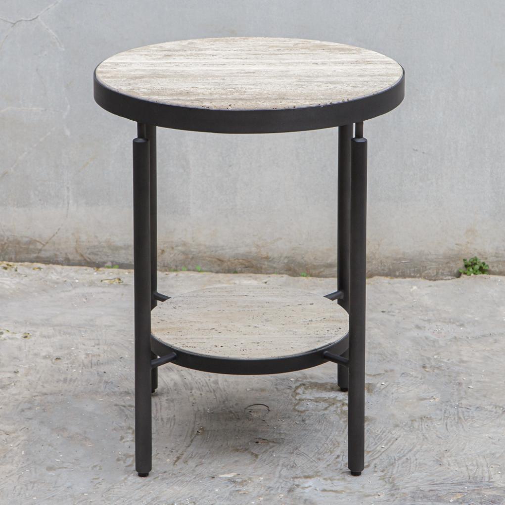 Dauntless Travertine Side Table by Uttermost