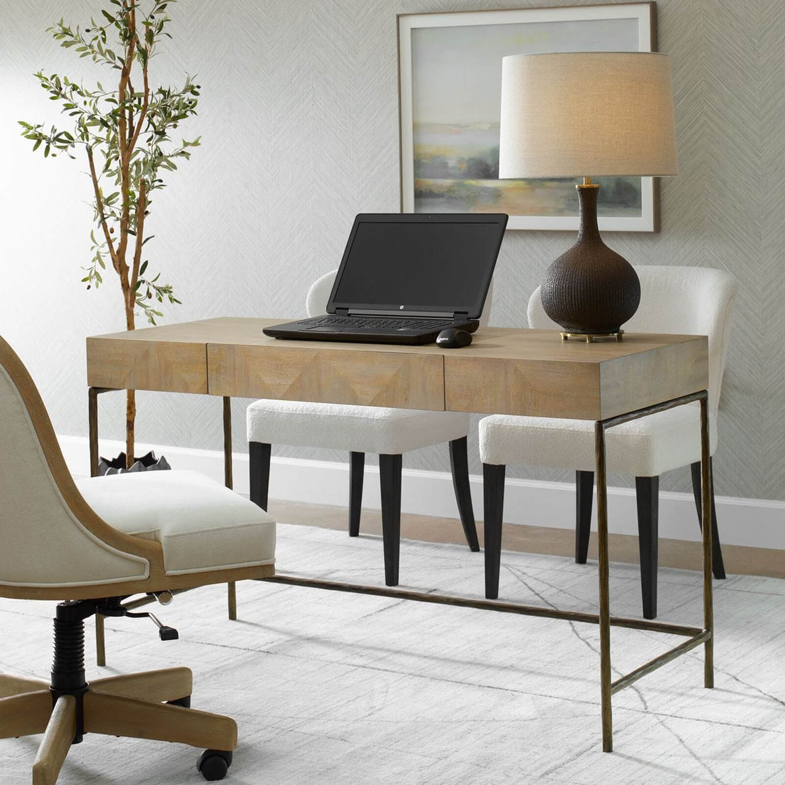 Aristotle Natural Wood Modern Desk by Uttermost