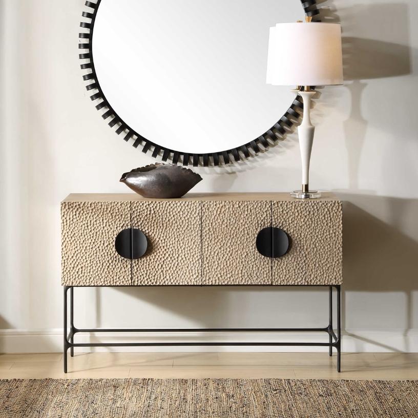 Lunar 4 Door Elm Wood Cabinet by Uttermost