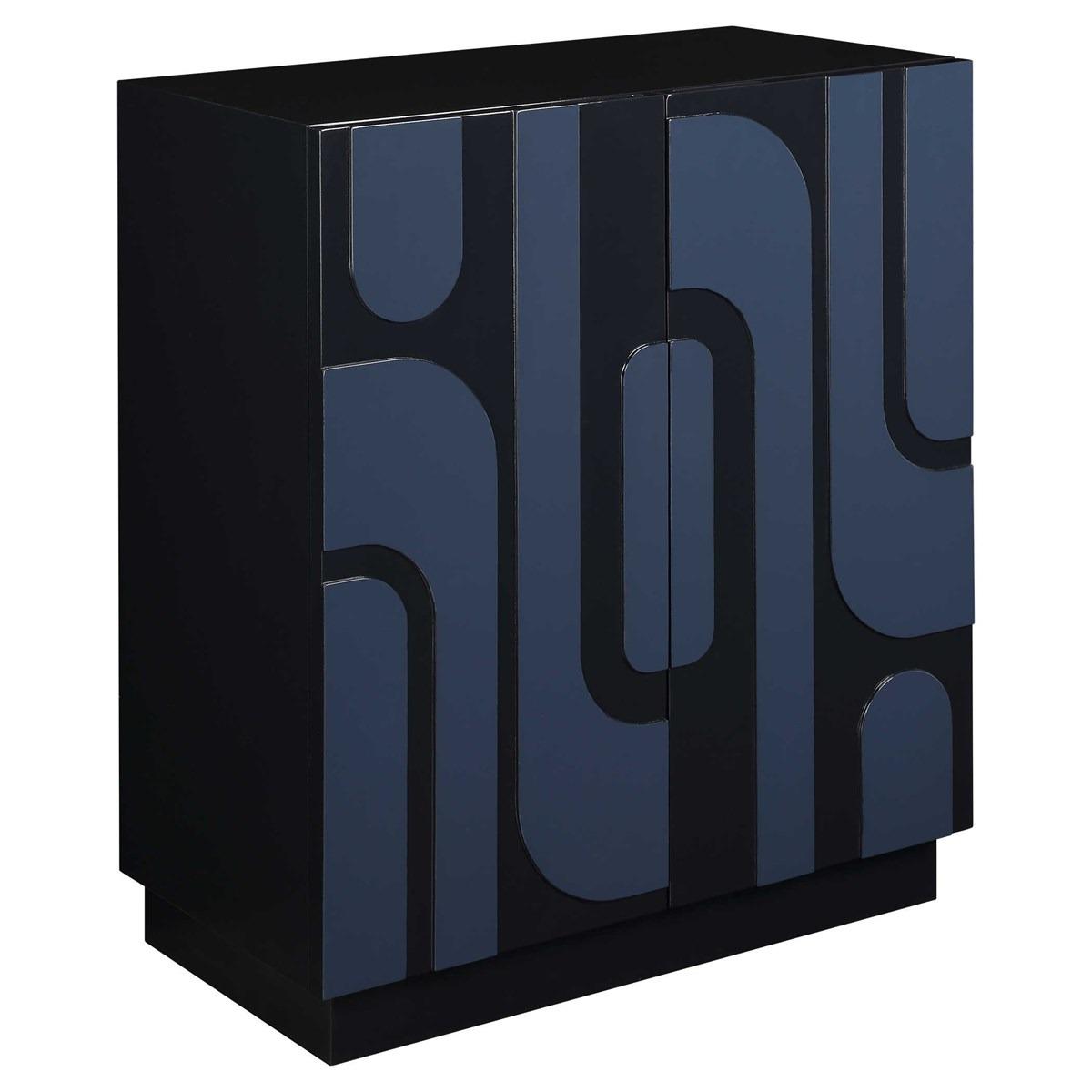 Valeria 2 Door Glossy Blue Cabinet by Uttermost