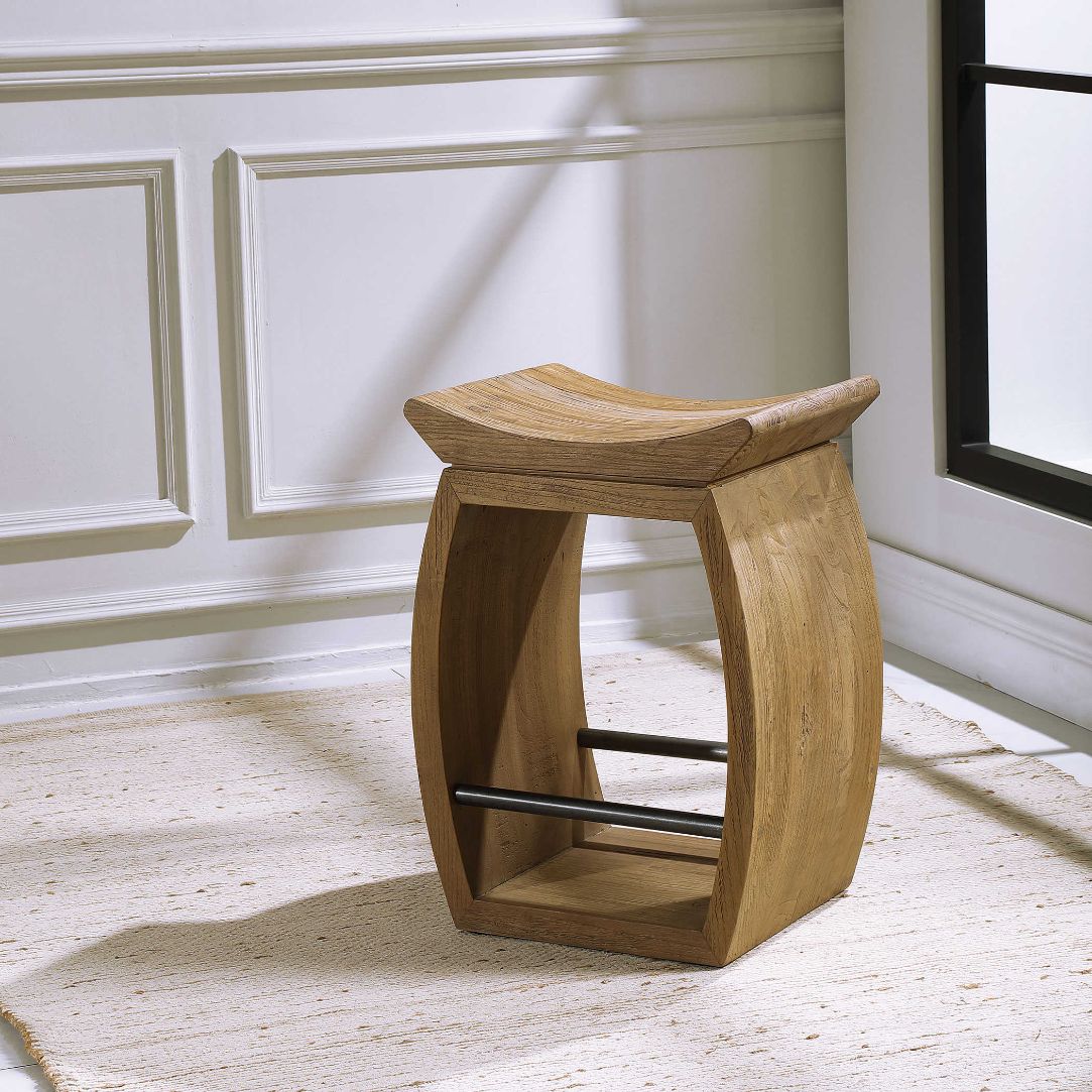 Connor Modern Wood Counter Stool by Uttermost