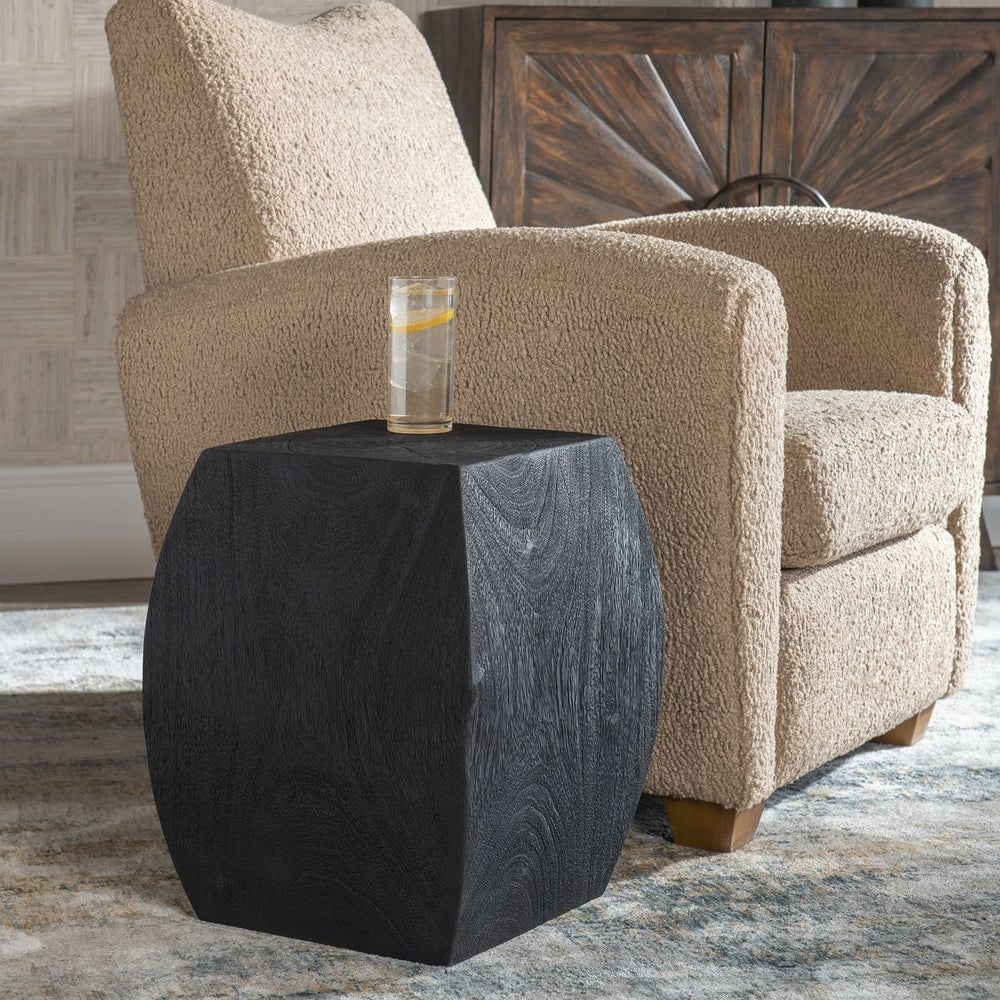Grove Black Wooden Accent Stool by Uttermost