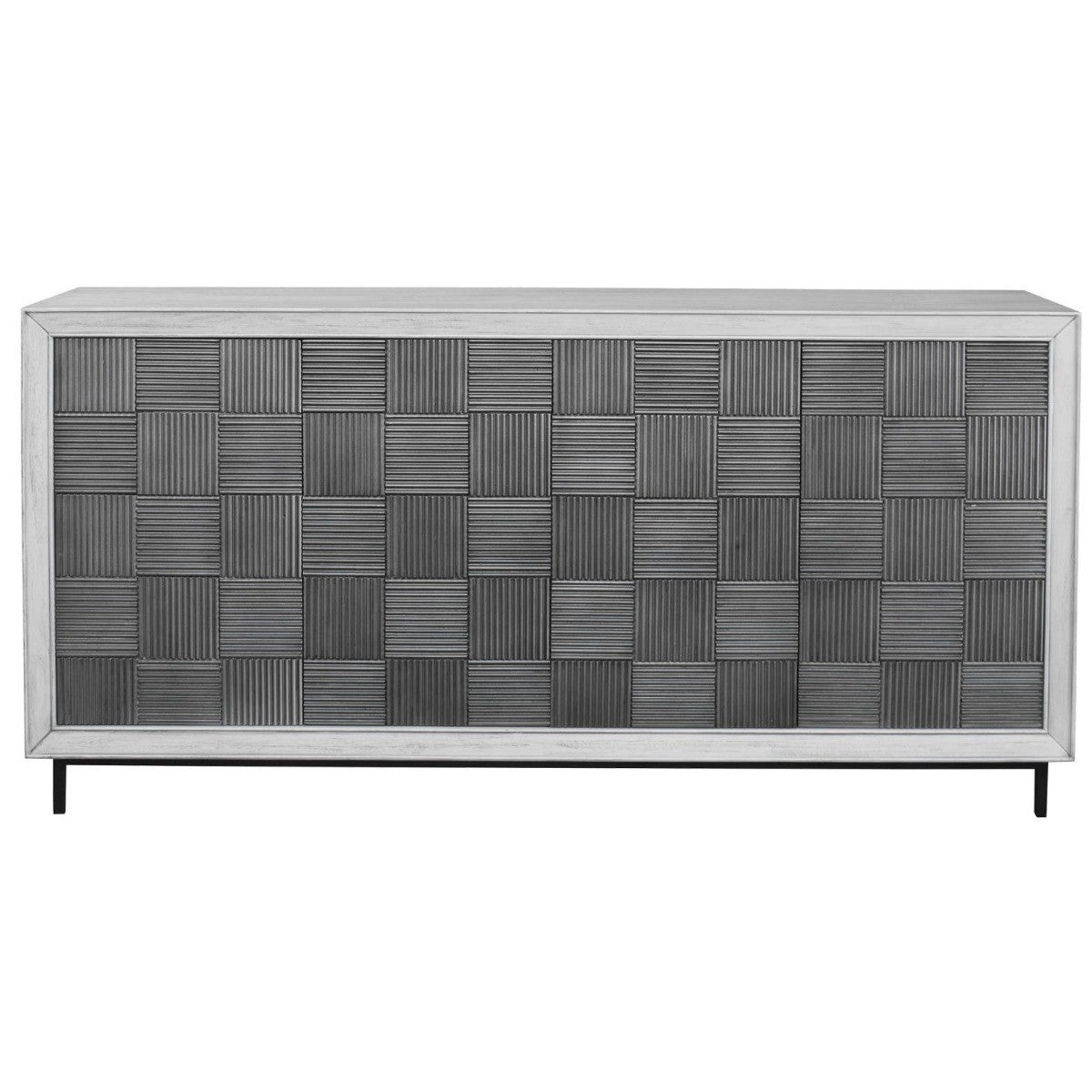 Checkerboard 4 Door Gray Cabinet by Uttermost