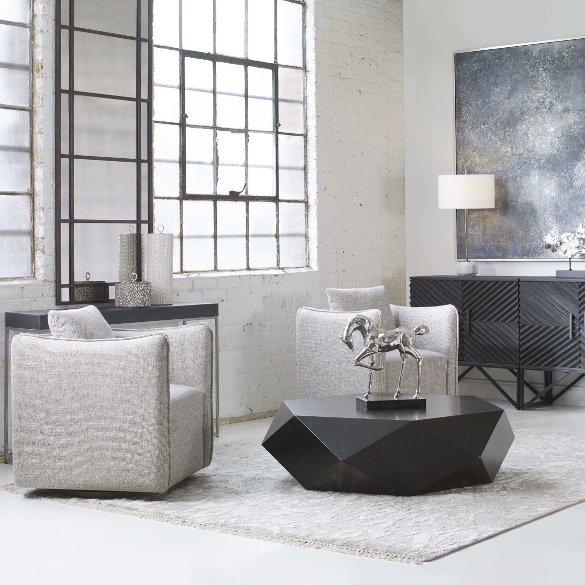 Volker Worn Black Coffee Table by Uttermost