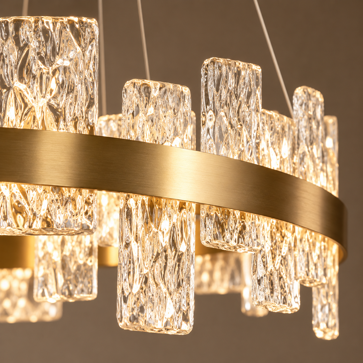 Rimini Gold & Textured Glass Pendant 60cm by Luxe Collection