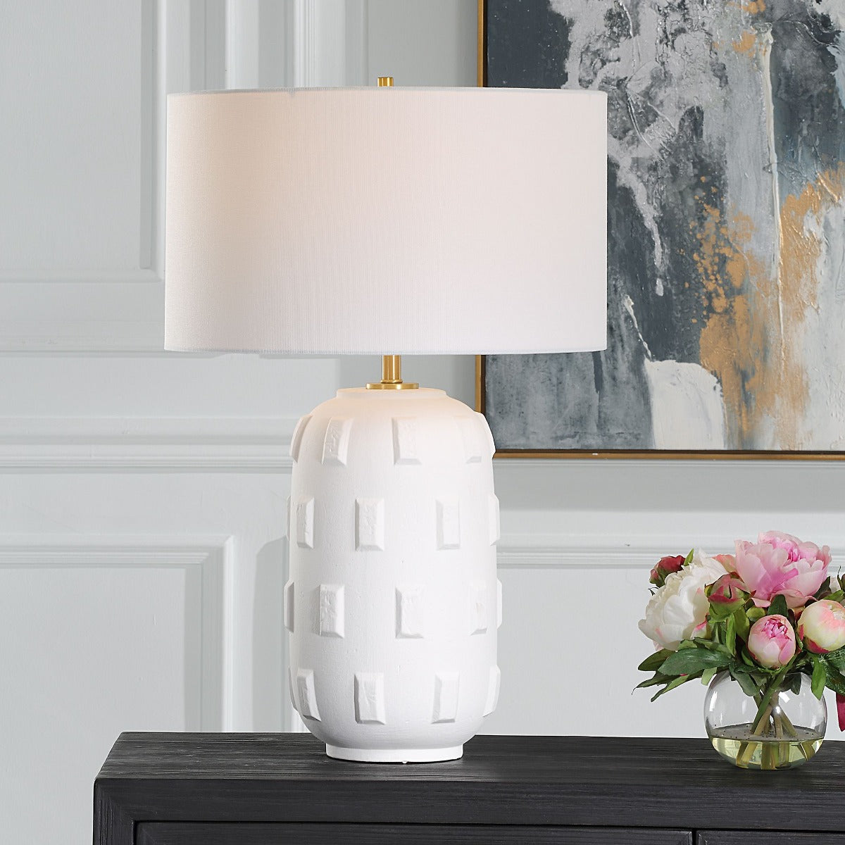 Emerie Textured White Table Lamp by Uttermost