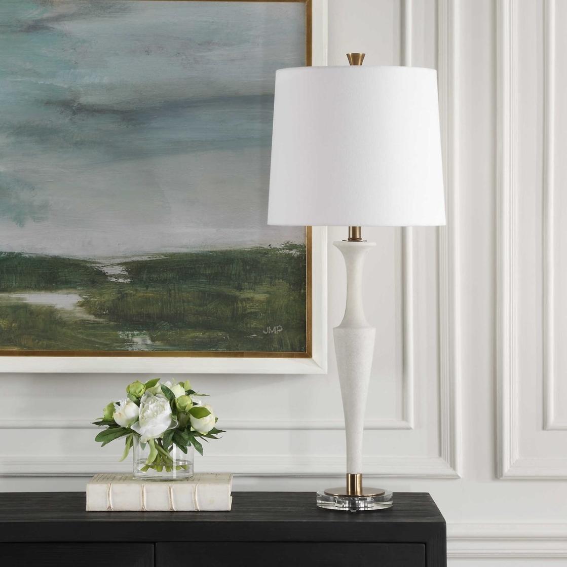 Colette White Stone Table Lamp by Uttermost