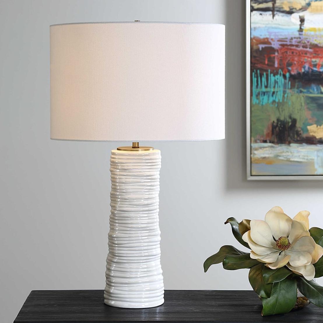 Pavlova Glossy White Table Lamp by Uttermost
