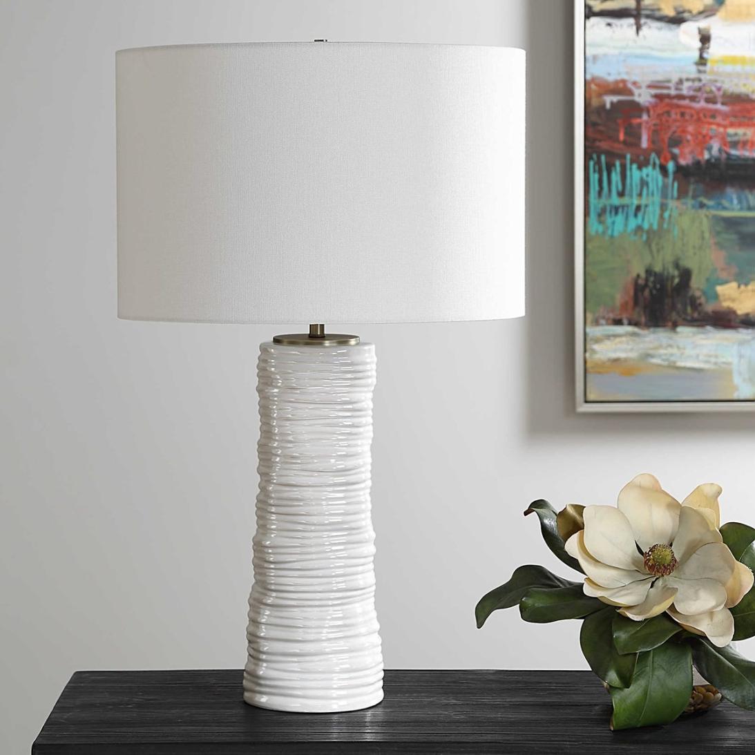Pavlova Glossy White Table Lamp by Uttermost