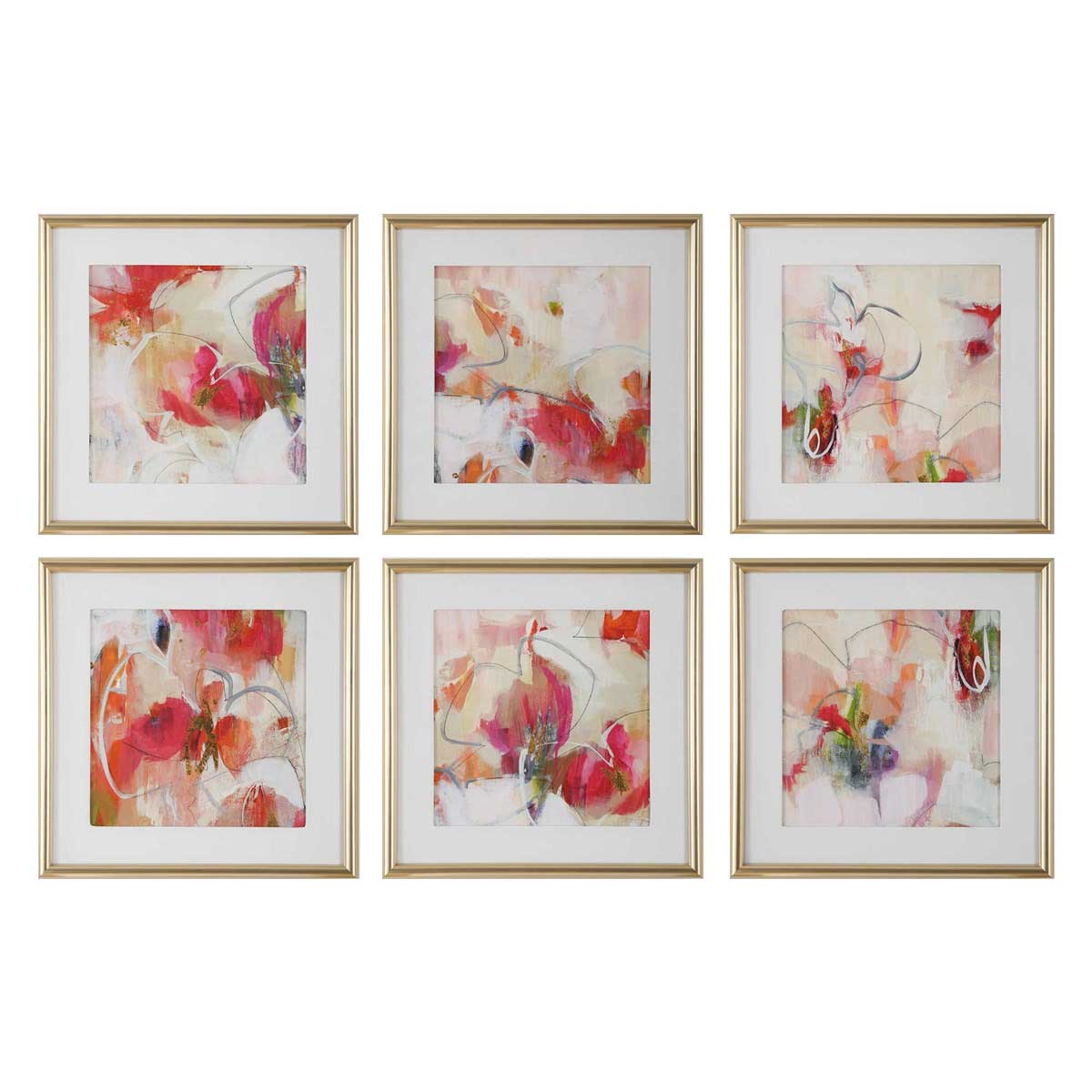 Fresh Start Red Abstract Prints - Set of 6 by Uttermost