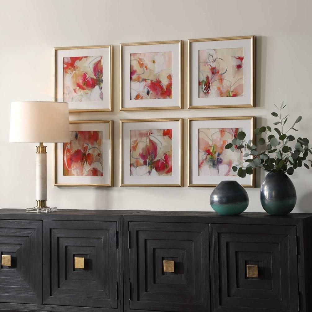 Fresh Start Red Abstract Prints - Set of 6 by Uttermost