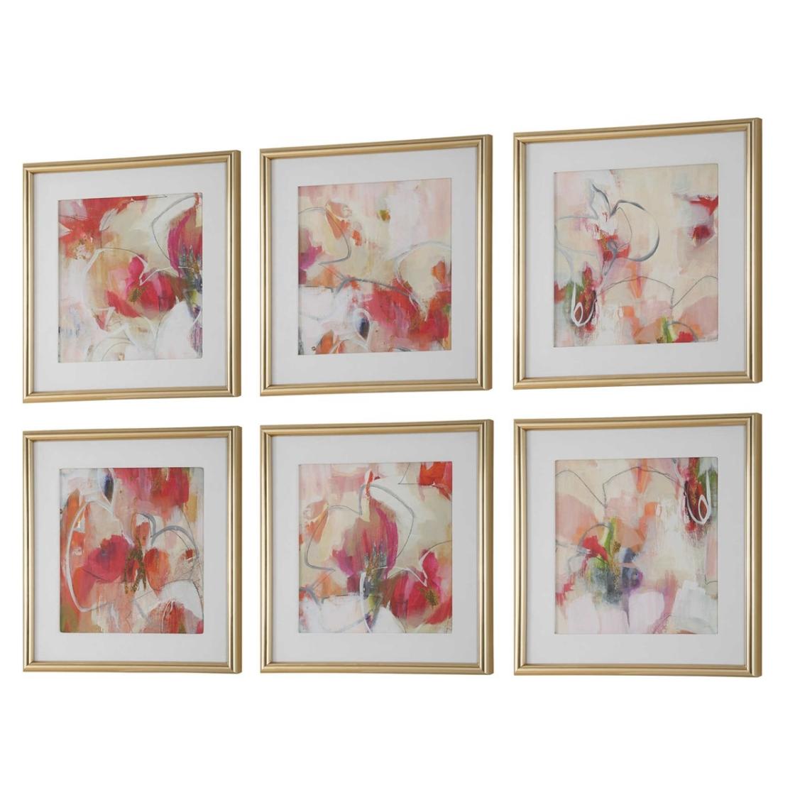Fresh Start Red Abstract Prints - Set of 6 by Uttermost