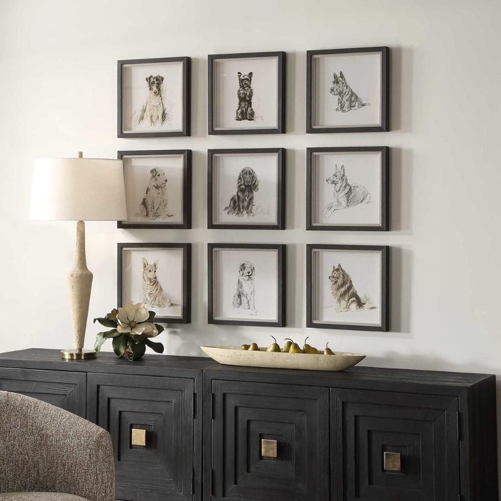 Loyal Companion Framed Dog Prints - Set of 9 by Uttermost