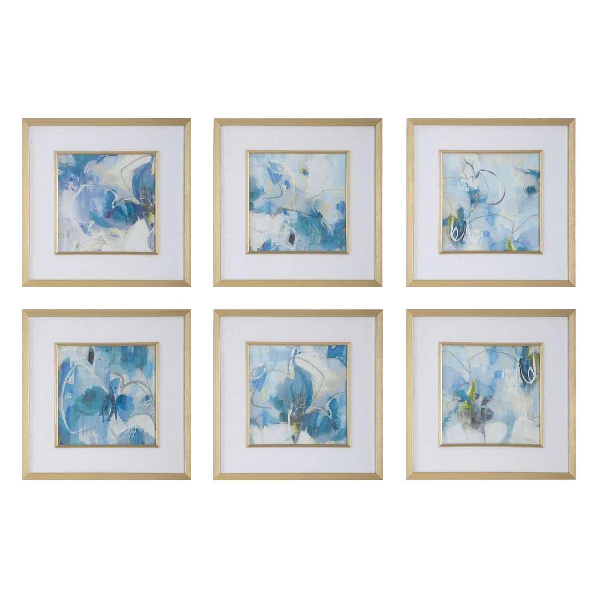 Fresh Start Blue Abstract Prints - Set of 6 by Uttermost
