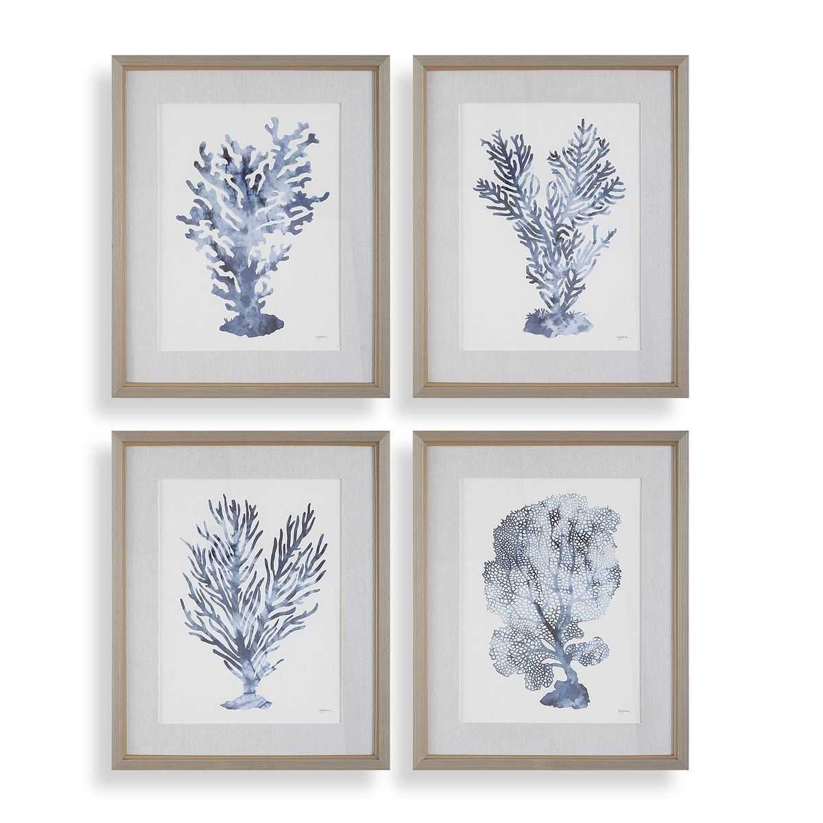 Shibori Coral Framed Prints - Set of 4 by Uttermost
