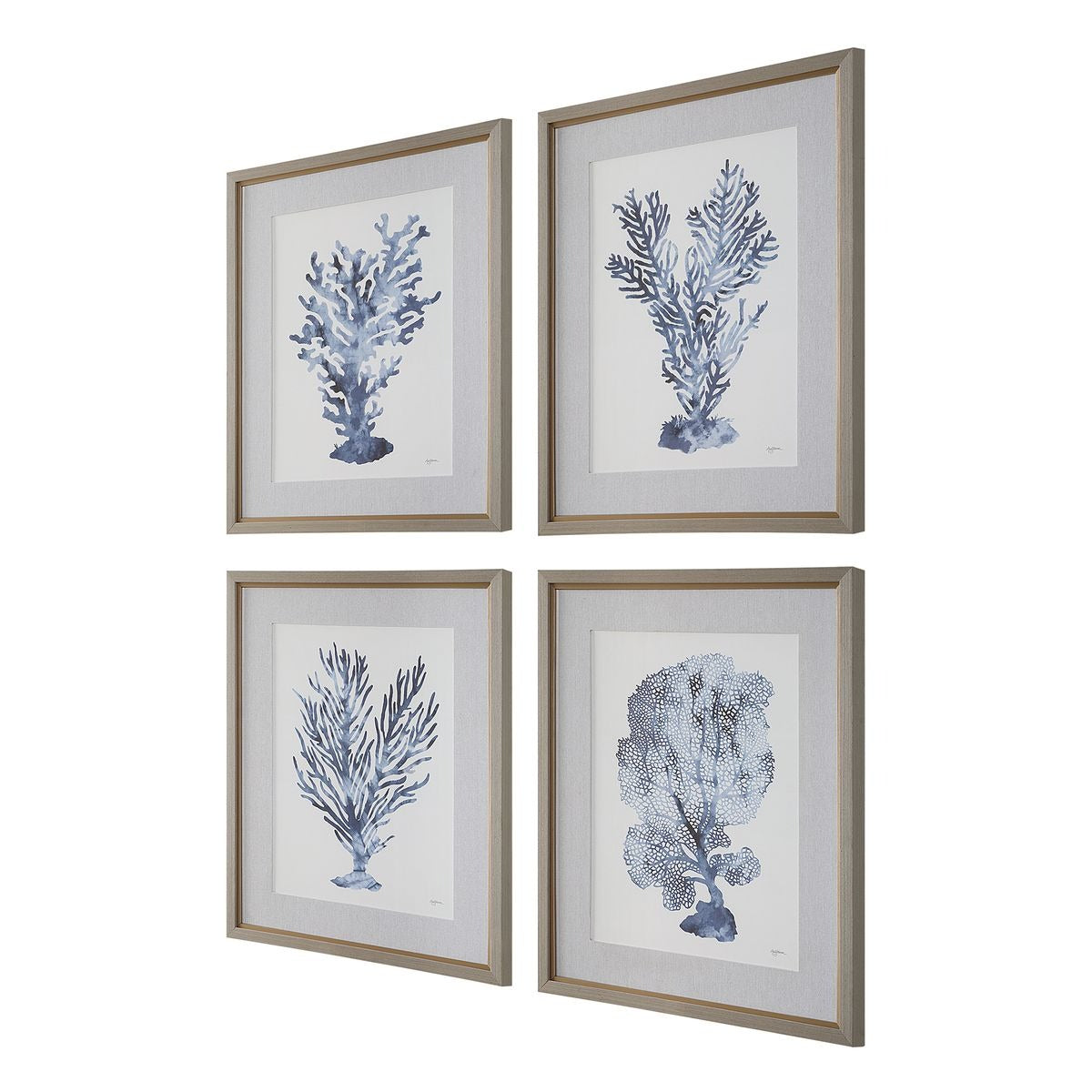 Shibori Coral Framed Prints - Set of 4 by Uttermost