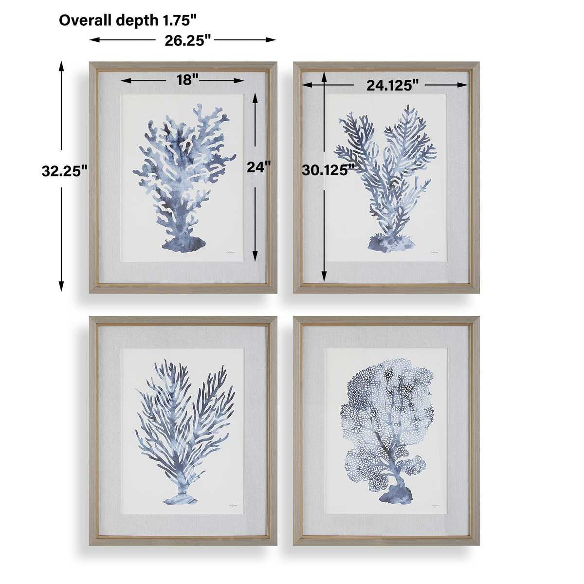 Shibori Coral Framed Prints - Set of 4 by Uttermost