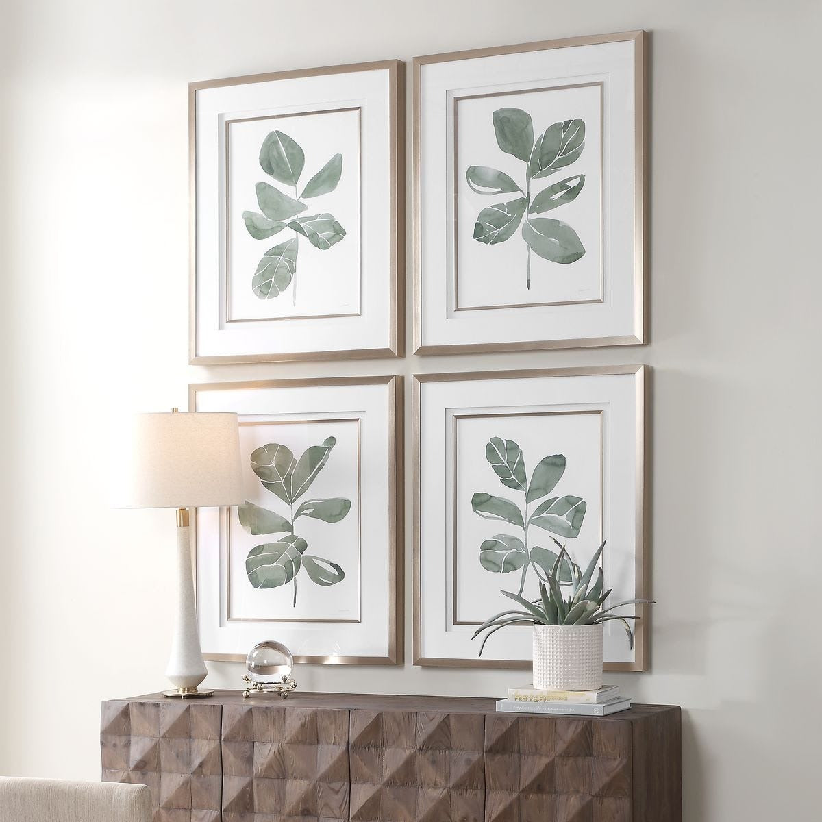 Fiddle Head Leaf Botanical Prints Set of 4 by Uttermost