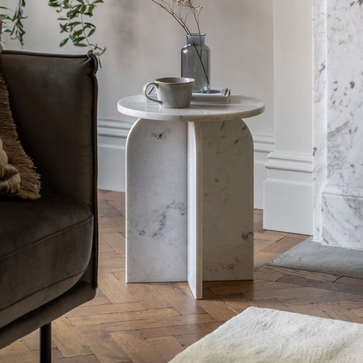 Amalfi Side Table White Marble by Abode