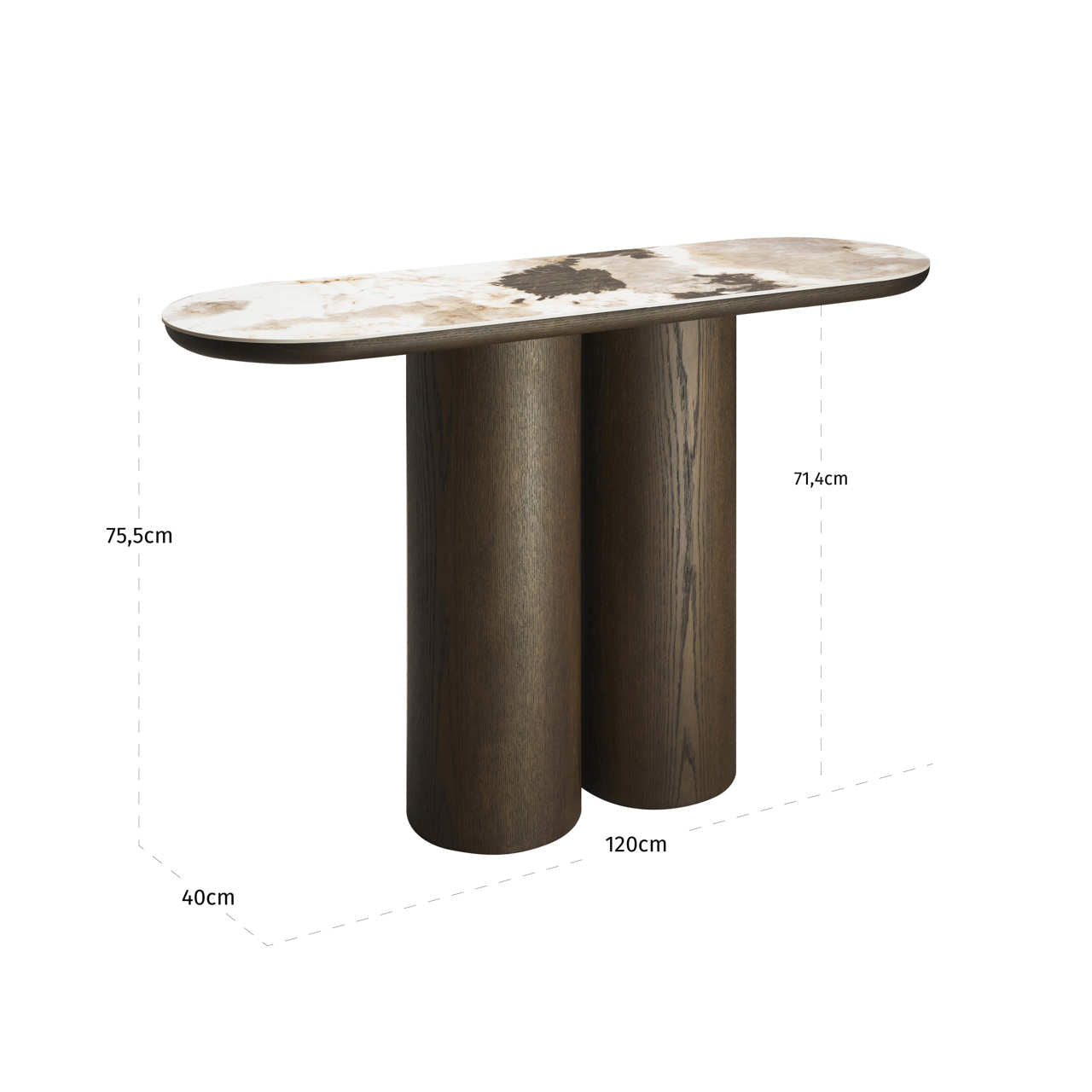 Langford Brown Oak Wood & Ceramic Console Table by Richmond Interiors