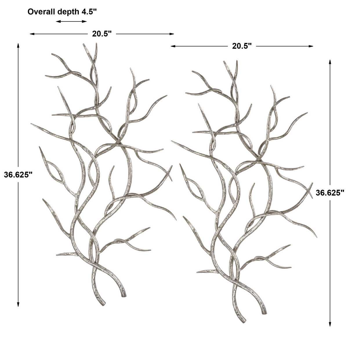 Silver Branches Wall Art - Set of 2 by Uttermost