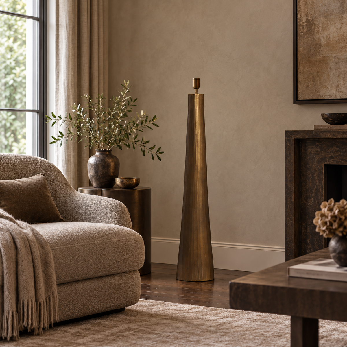 Mijas Dark Brown Bronze Floor Lamp - Small Light & Living