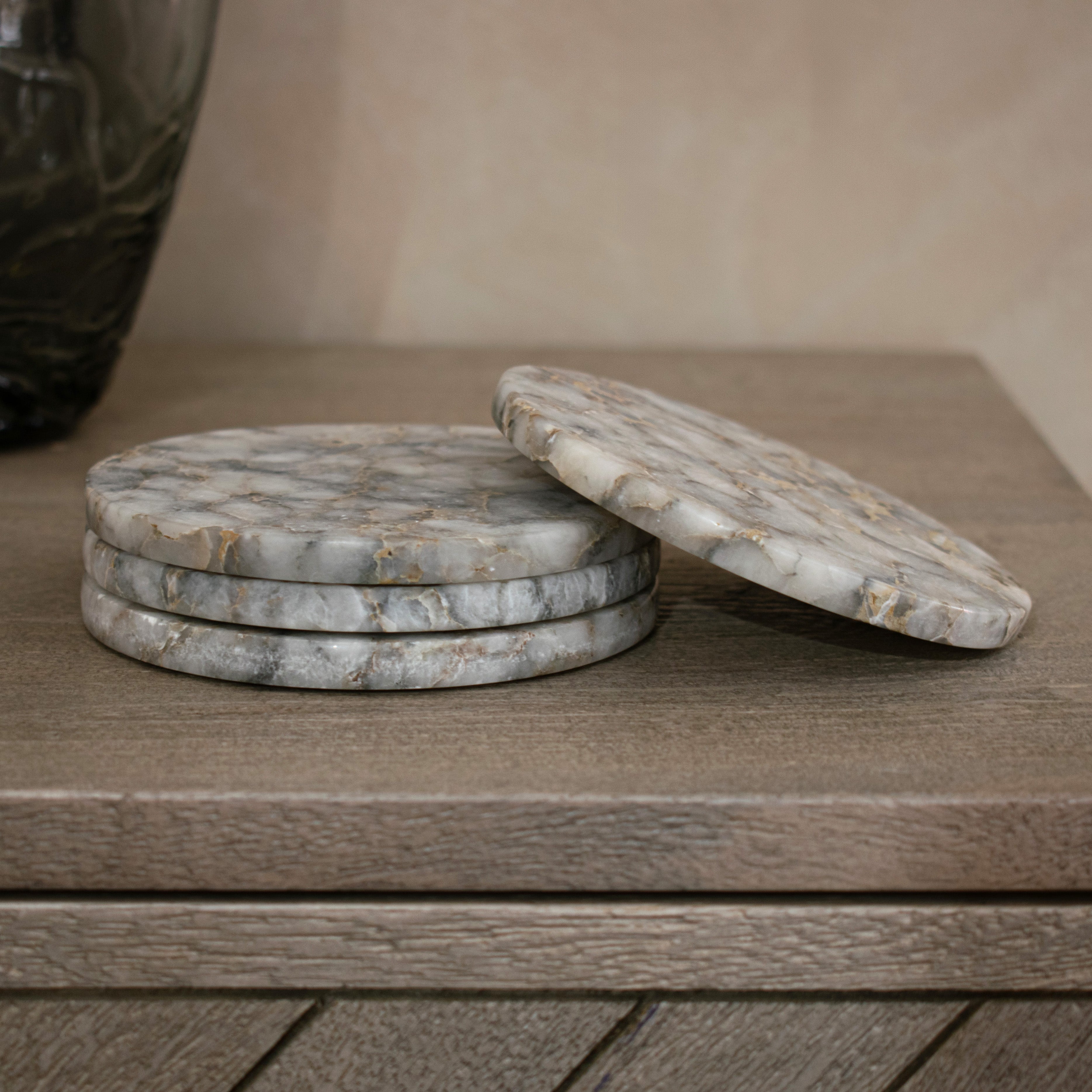 Breuer Set Of 4 Grey Alabaster Coasters by RV Astley