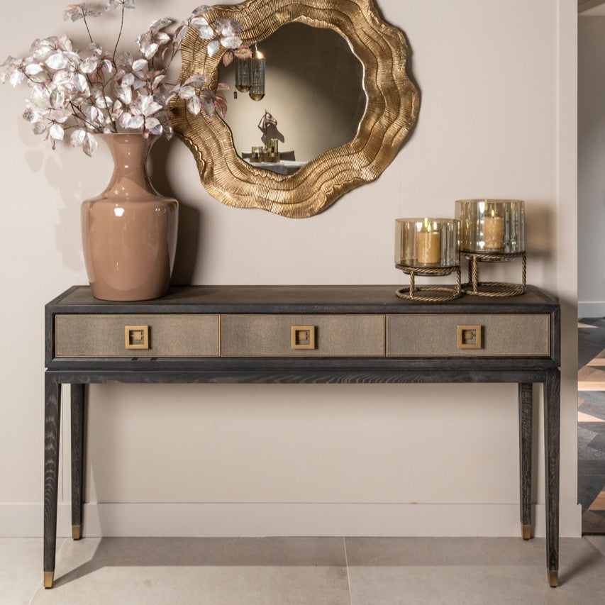 Bloomville Brass & Faux Shagreen Console Table by Richmond Interiors